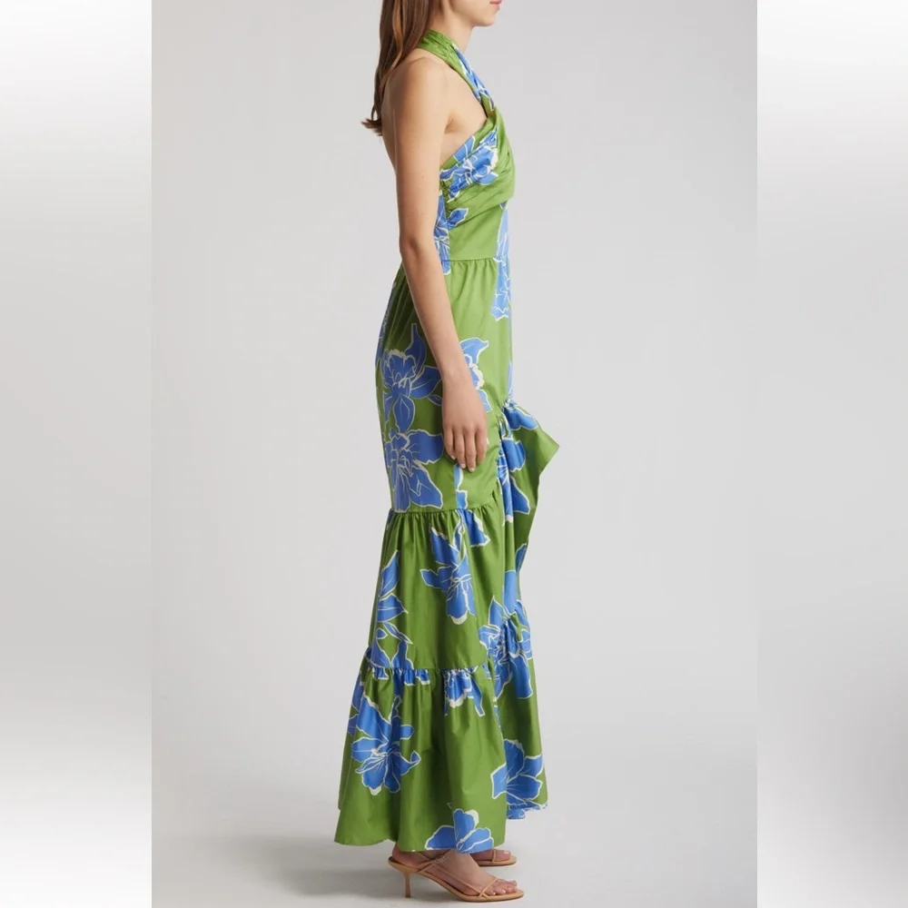 NWT Hutch Floral Stretch Cotton Halter Maxi Dress Size 16W - Picture 3 of 9